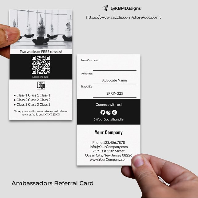 Förvandla ensamstående kunder till advokater, svar rabattkort (Turn Loyal Customers into Advocates Black & White Referral Card)