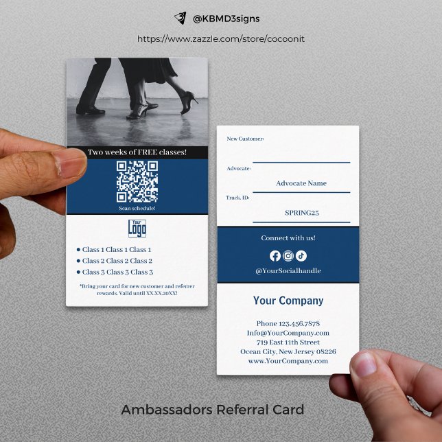 Förvandla unga kunder till ambassadörer Blue & Whi Rabattkort (Turn Loyal Customers into Ambassadors Blue & White Referral Card)