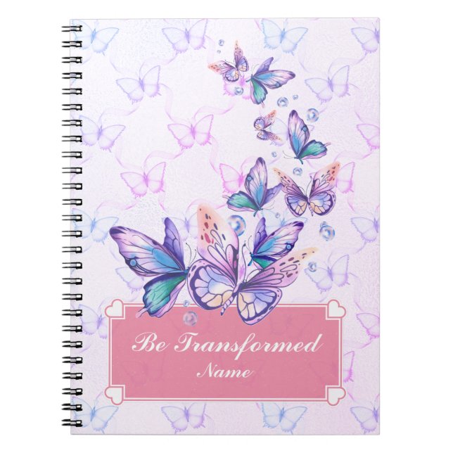 Förvandlas, Lila & Lavendel Fjärilsspiral Anteckningsbok (Framsidan)