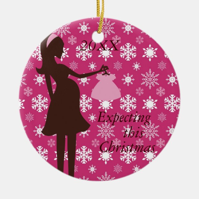 Förvänta denna julgravidprydnad julgransprydnad keramik (Framsidan)