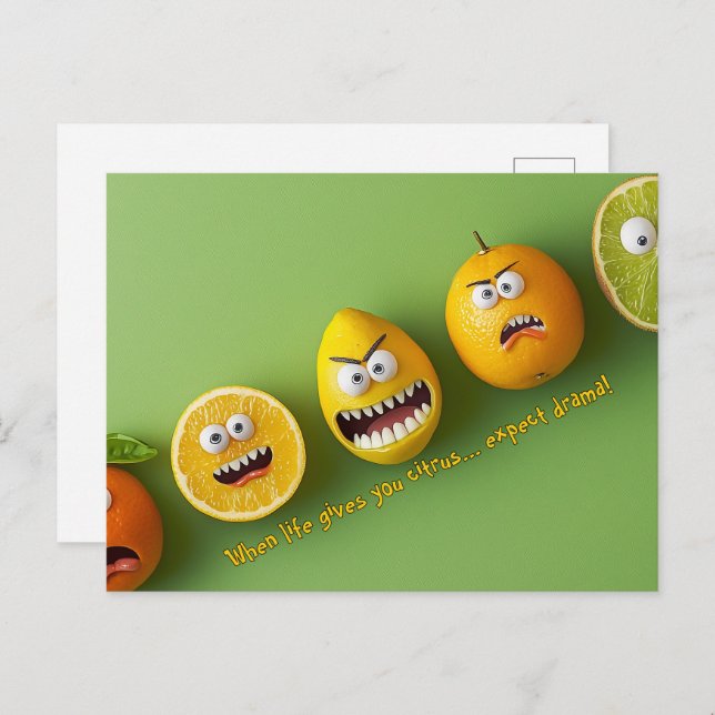 Förvänta dig Drama Funny Ansikte Vykort (Fram/baksida)