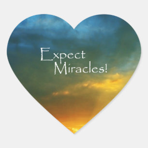 Förvänta Miracles! Hjärtformat Klistermärke
