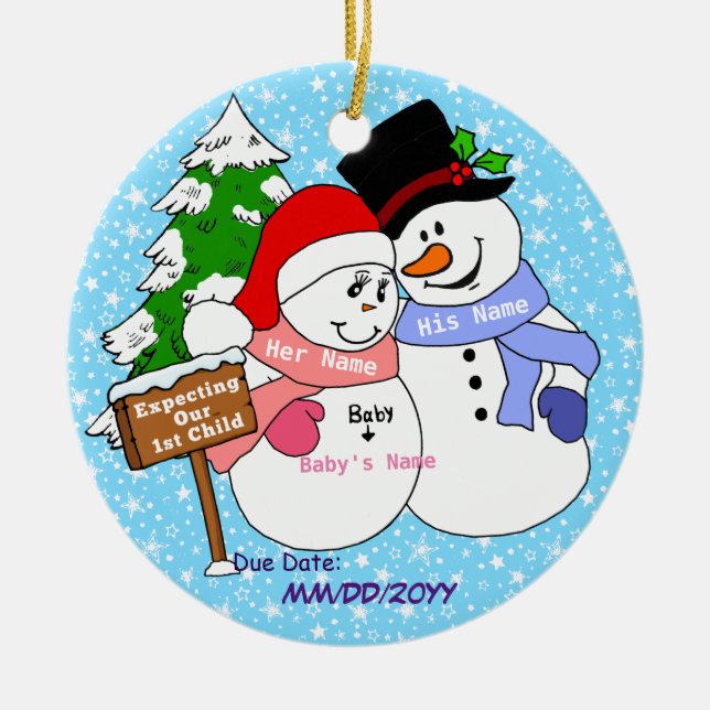 Förvänta vårt 1st barn julgransprydnad keramik (Framsidan)