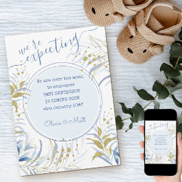 Förväntade sig Gravid av Blå och Guld-blomma Meddelande