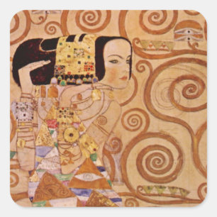 Förväntan av Klimt Vintage Art Nouveau i viktorian Fyrkantigt Klistermärke