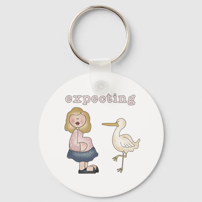 Förväntande Baby - Stork Tshirts och presenter Nyckelring (Framsida)