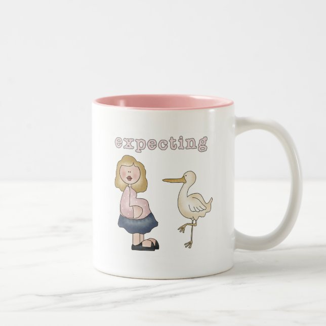 Förväntande Baby - Stork Tshirts och presenter Två-Tonad Mugg (Höger)