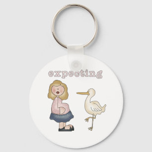 Förväntansfull mamma och Stork Nyckelring