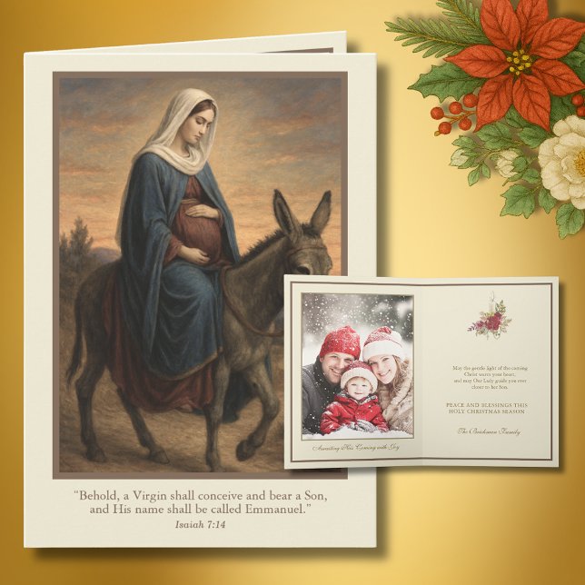 Förväntansfulla Maria Julsegningar med Jesaja 7:1 Helgkort (Skapare uppladdad)