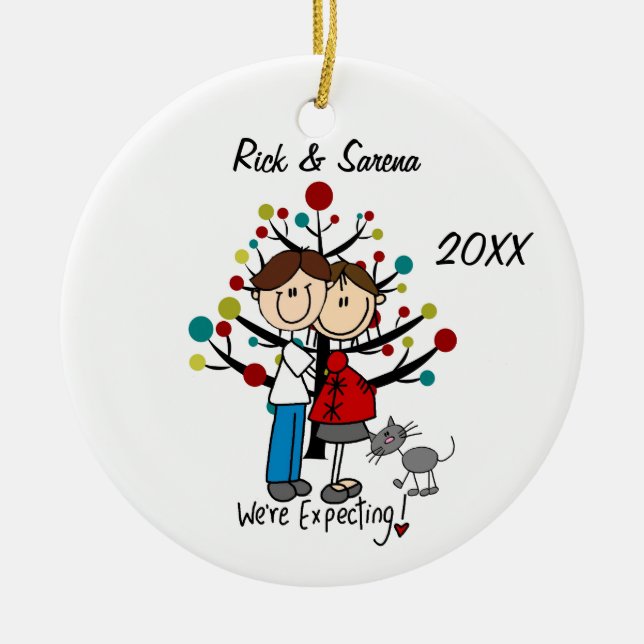 Förväntansfullt koppla ihop med den gråa julgransprydnad keramik (Framsidan)