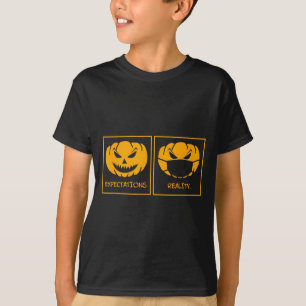 Förväntningar verklighet jack o lykta pumpa ansikt t shirt