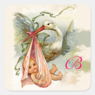 Förvaring BABY SHOWER MONOGRAM Fyrkantigt Klistermärke
