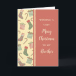 Förvaring och gåvor - Brother God jul Kort<br><div class="desc">God jul för broderkort med söta strumpor,  gåvor och polkagrisar mönster och tankfull vers.</div>
