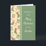 Förvaring och gåvor - Brother God jul Kort<br><div class="desc">God jul för broderkort med söta strumpor,  gåvor och polkagrisar mönster och tankfull vers.</div>