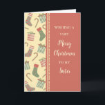Förvaring och gåvor Sister God jul Kort<br><div class="desc">God jul för dotterkort med söta strumpor,  gåvor och polkagrisar mönster och tankfull vers.</div>