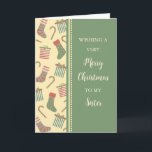 Förvaring och gåvor Sister God jul Kort<br><div class="desc">God jul för systerkort med söta strumpor,  gåvor och polkagrisar mönster och tankfull vers.</div>