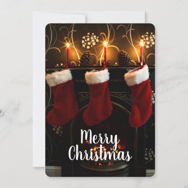 Förvaring på kaminen julkort (Framsida)