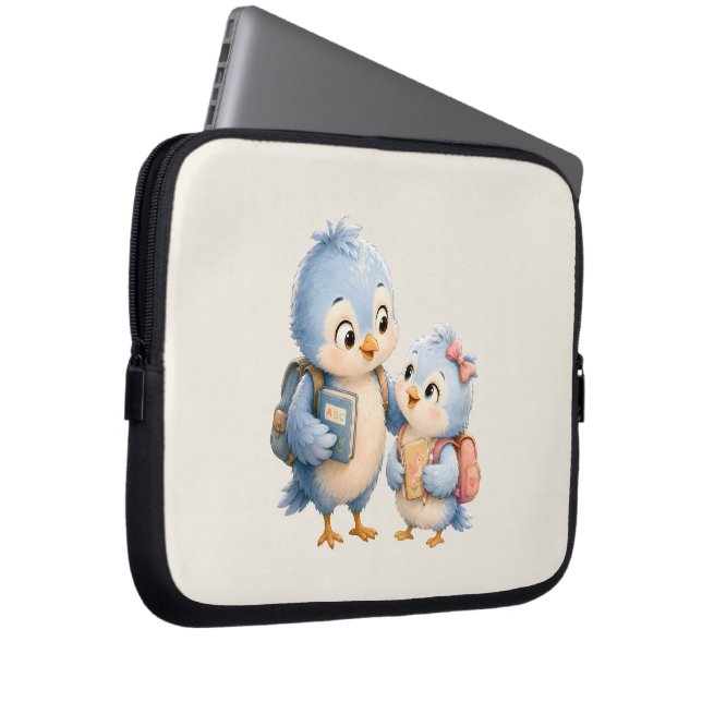 Förvaringsväska för tekniska prylar för blåa fågel laptop fodral (Framsidan Höger)