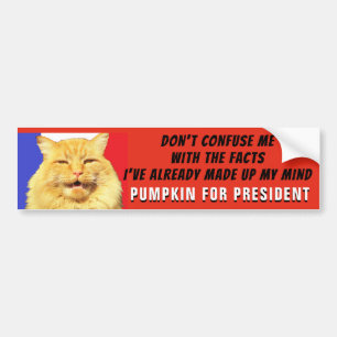 Förväxla inte mig med fakta. Pumpa för presiden Bildekal