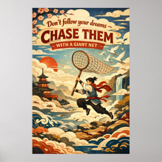 Förverkliga Drömmar JätteNät Retro Asiatisk Konst Poster