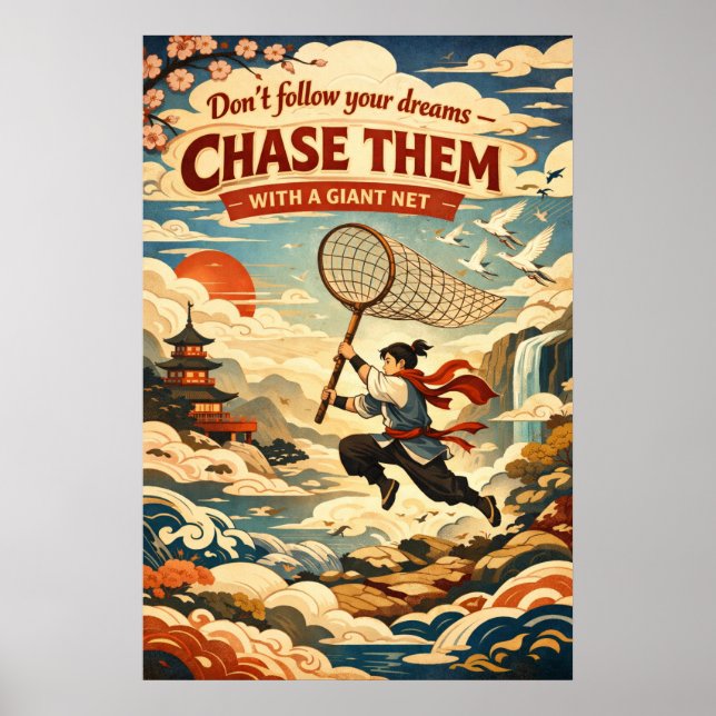 Förverkliga Drömmar JätteNät Retro Asiatisk Konst Poster (Framsidan)