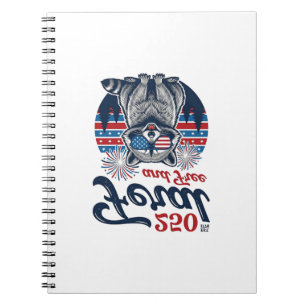 Förvildad 250 och fri tvättbjörn patriotisk vektor anteckningsbok