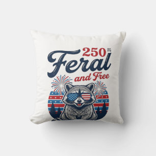 Förvildad 250 och fri tvättbjörn patriotisk vektor kudde