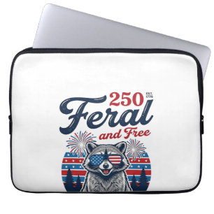 Förvildad 250 och fri tvättbjörn patriotisk vektor laptop fodral