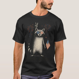 Förvildad fri tvättbjörn retro t shirt