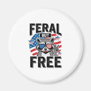 Förvildad Men Fri Patriotisk Tvättbjörn Vintage T- Magnet