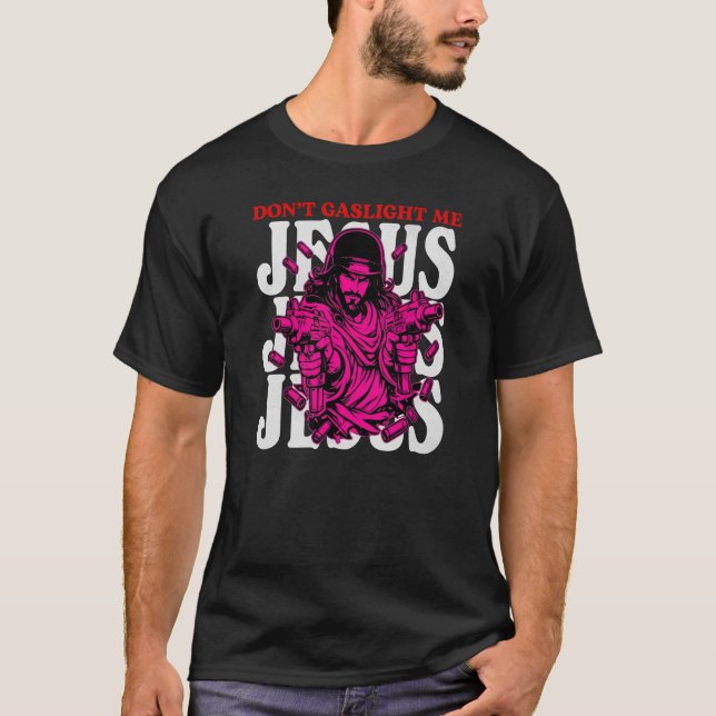 Förvirra mig inte Jesus Rolig Retro Rosa T Shirt (Framsida)