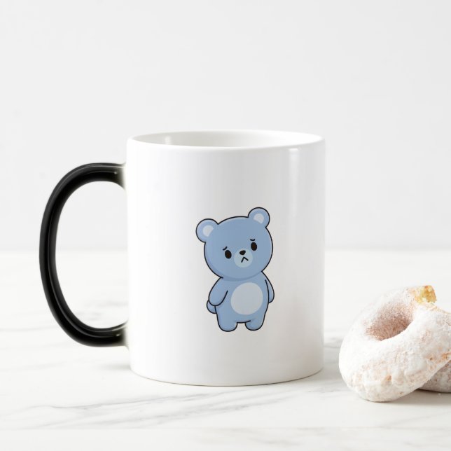 Förvirrad Björn Minimal Kawaii Stil Magisk Mugg (Med munk)