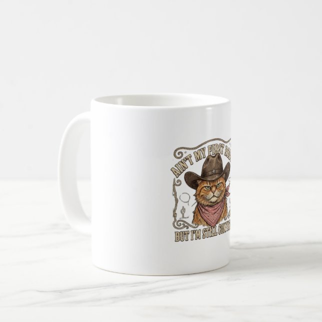 Förvirrad Cowboy Kattridning Kaffemugg (Framsida vänster)