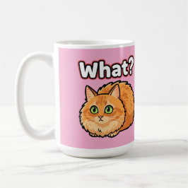 Förvirrad Fluffig Orange Katt "Vad?" Meme-mugg Kaffemugg