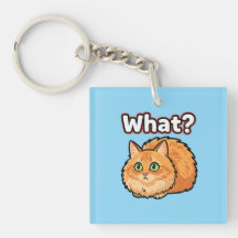Förvirrad Fluffig Orange Katt "Vad?" Meme-nyckelri
