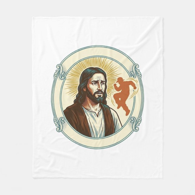 Förvirrad Jesus Viral Dans Trend Silhuett Video Fleecefilt (Framsidan)