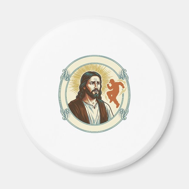Förvirrad Jesus Viral Dans Trend Silhuett Video Magnet (Framsidan)
