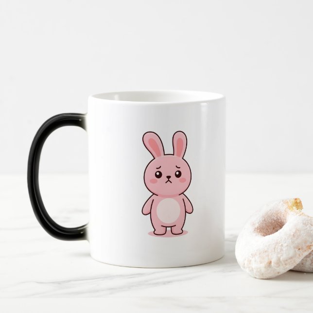 Förvirrad Kanin Minimal Kawaii Stil Magisk Mugg (Med munk)