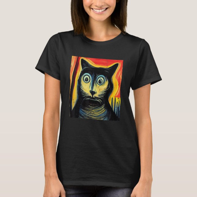 Förvirrad kattkonst t shirt (Framsida)
