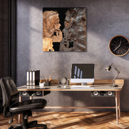 Förvirrad kvinna profil - Trä Fototryck