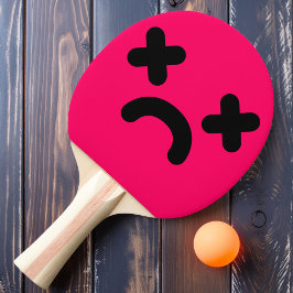 Förvirrad Ledset Ansikte Rosa Pingisracket