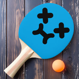 Förvirrad Mullig Ansikte Blå Ping Pong Paddle Pingisracket