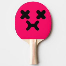 Förvirrad Mullig Ansikte Rosa Pingisracket