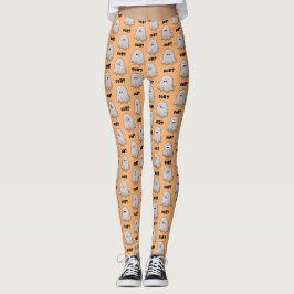 Förvirrad spök säger "Oob?" Rolig Halloween-teckna Leggings