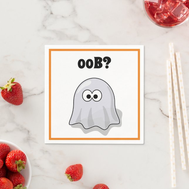 Förvirrad spöke säger "Oob?" Rolig Halloween-teckn Pappersservett (Insitu)