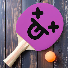 Förvirrad Tunga Ut Ansikte Lila Ping Pong Paddel Pingisracket