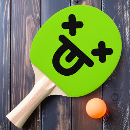 Förvirrad Tunga Utanför Ansikte Grön Ping Pong Pad Pingisracket