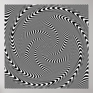 förvirrande hypnotisk snurra linjer mönster svart poster