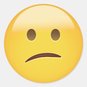 Förvirrat ansikte Emoji Runt Klistermärke