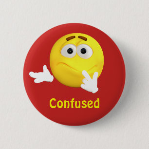 Förvirrat ansikte för Emoji Emoticontecknad Knapp